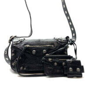 BALENCIAGA LE CAGOLE XS Flap Bag Shoulder Black Clutch